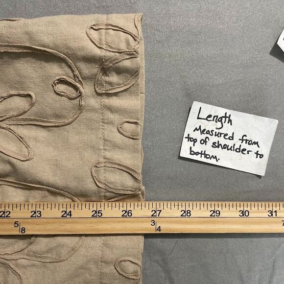 CJ Banks Top Plus Size 1X Beige Linen Soutache Embroidered Lagenlook Minimalist - Picture 9 of 9